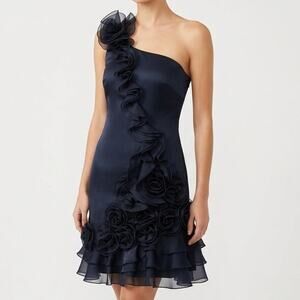 Nina Raynor One Shoulder Silk Mini Dress Size 8